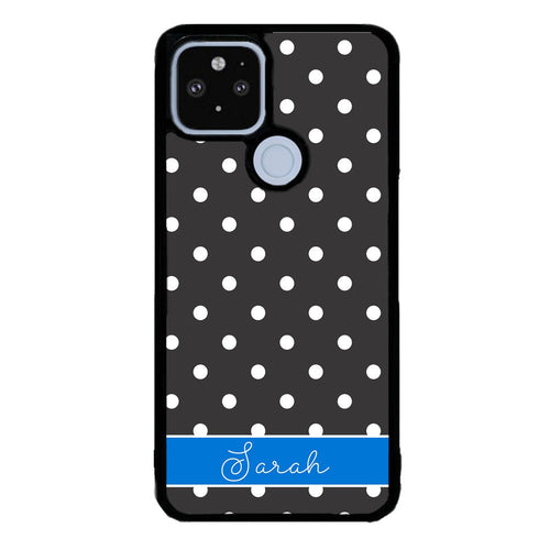 Black Polka Dot Blue Personalized Google Phone Case