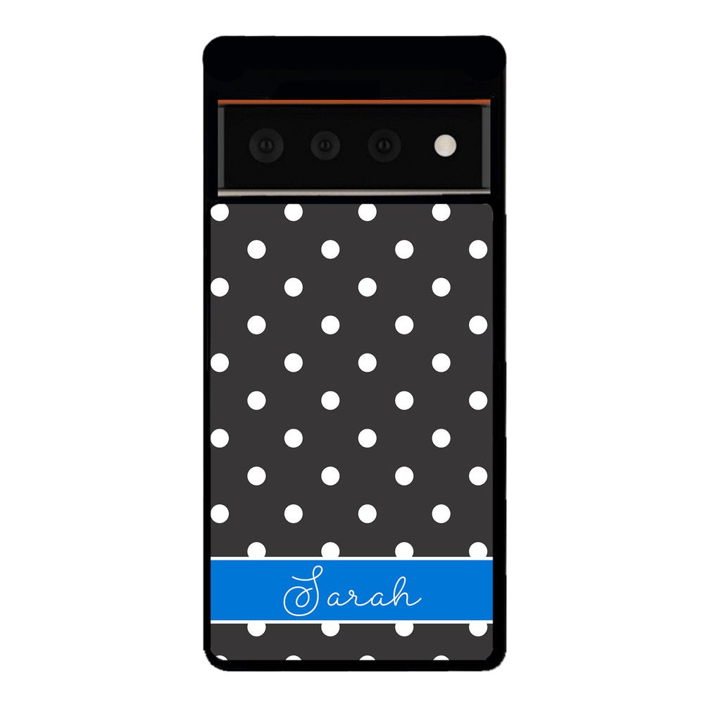 Black Polka Dot Blue Personalized Google Phone Case