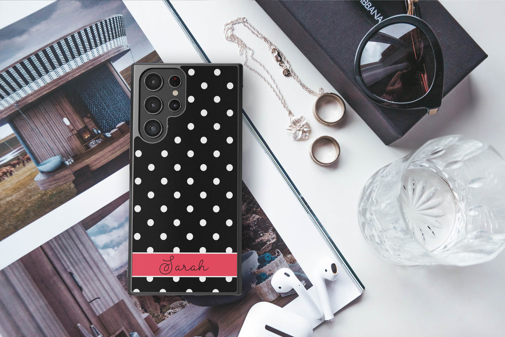 Black Polka Dot Red Personalized Samsung Phone Case