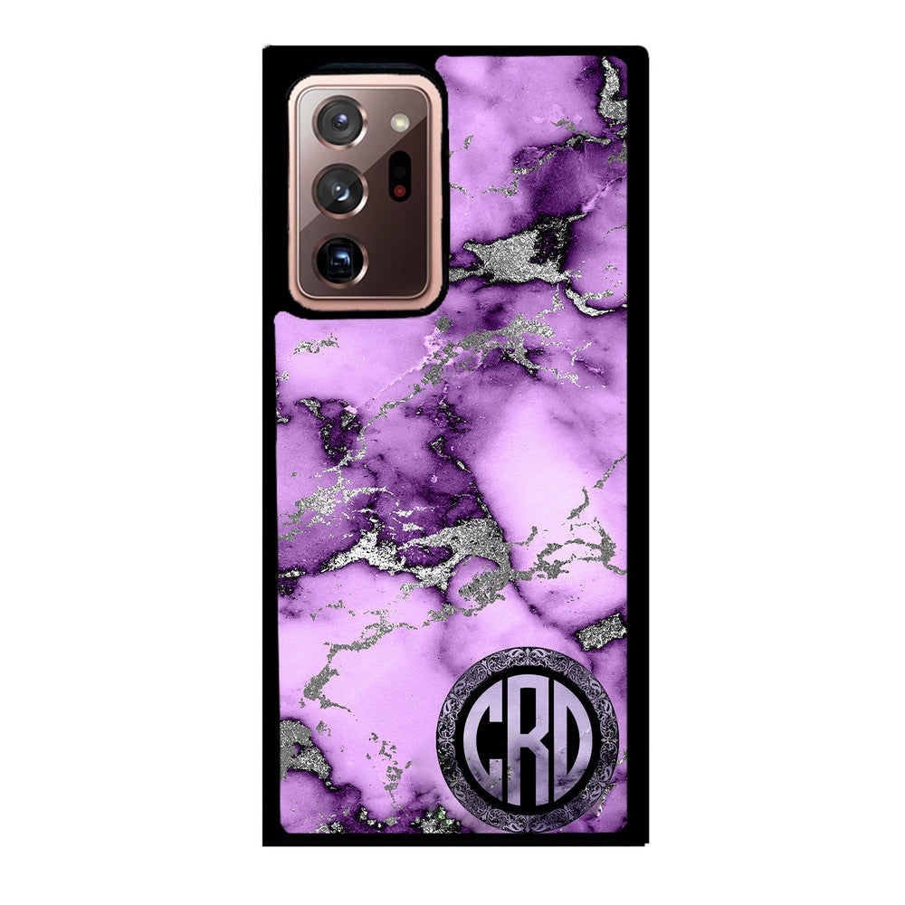 Purple and Silver Marble Monogram Samsung Phone Case