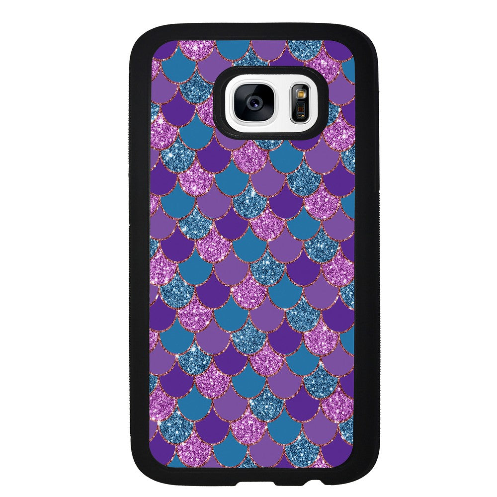 Purple Teal Gold Mermaid Scales Samsung Phone Case