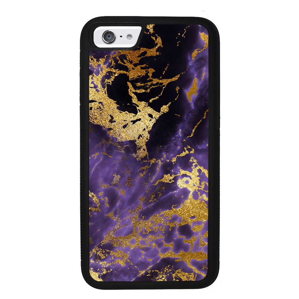 Purple and Gold Foil Marble Apple iPhone Case