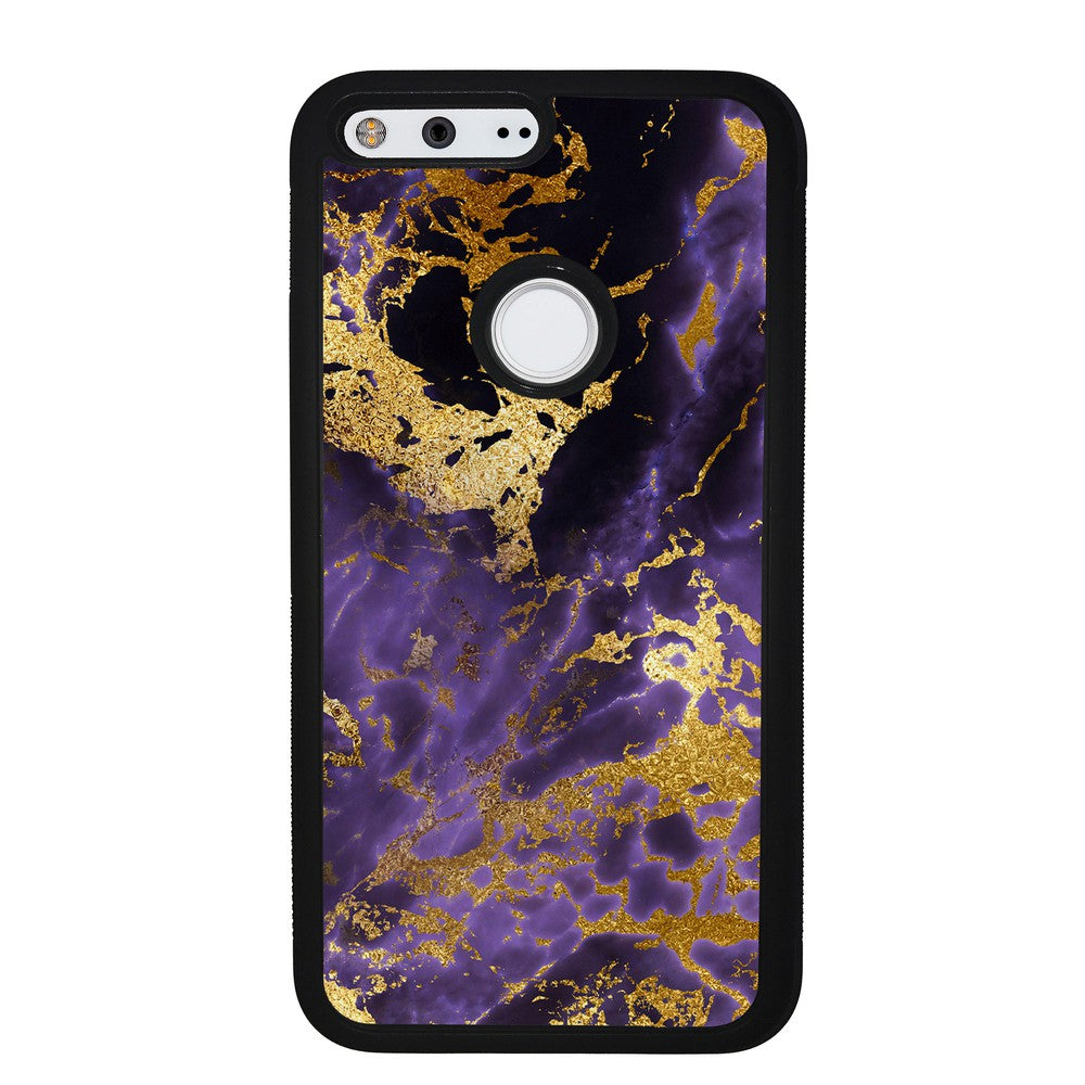 Purple and Gold Foil Marble Google Phone Case