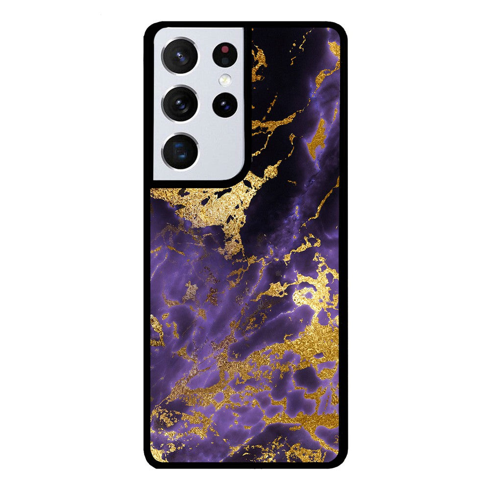 Purple and Gold Foil Marble Samsung Phone Case