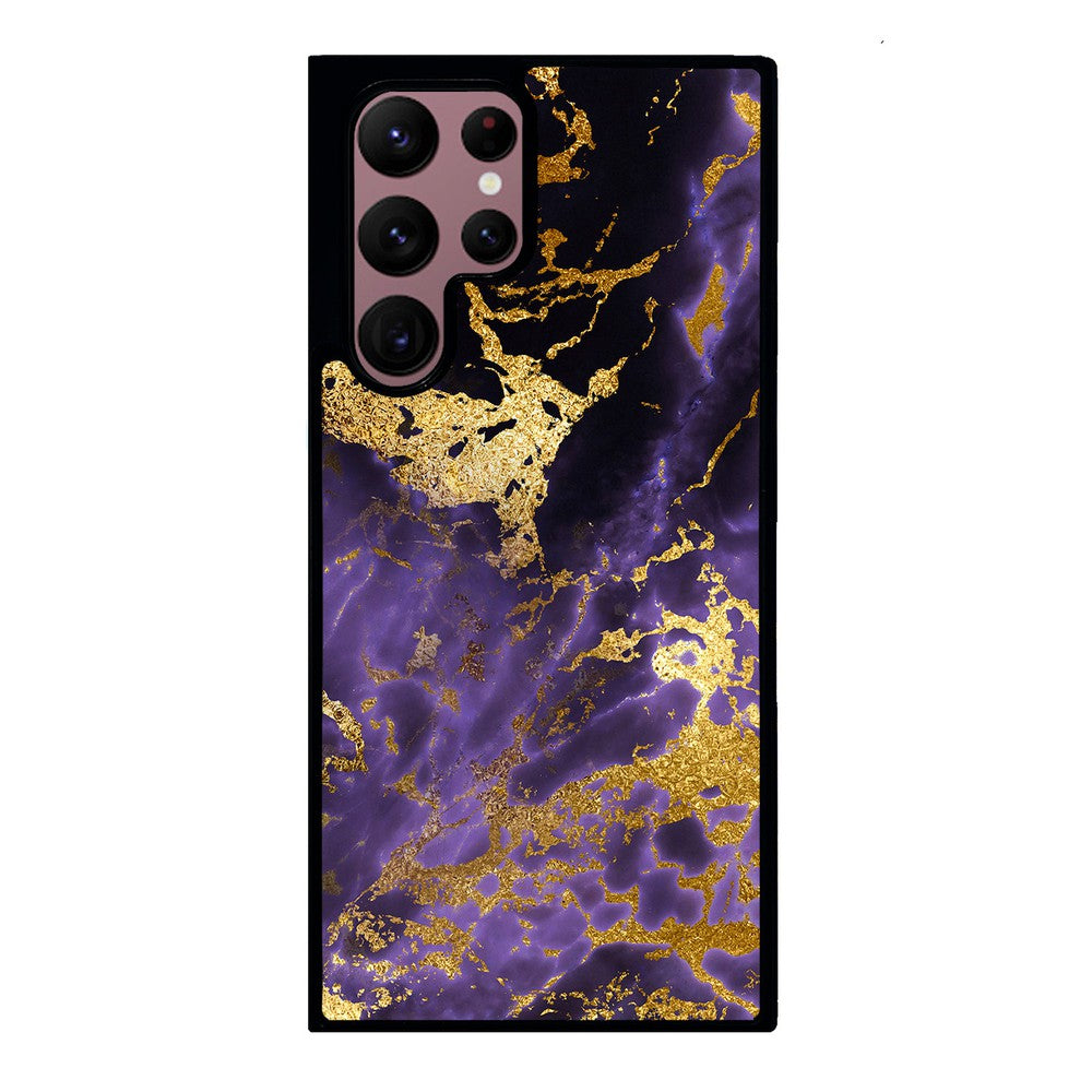 Purple and Gold Foil Marble Samsung Phone Case
