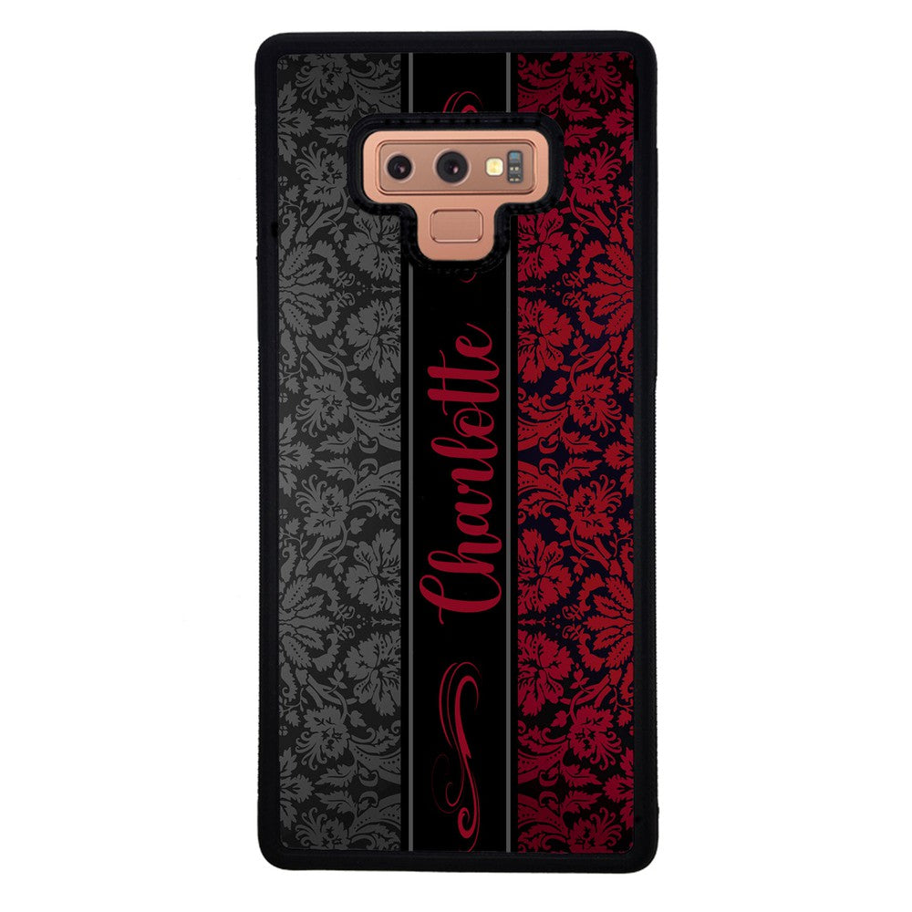 Red and Black Damask Personalized Samsung Phone Case