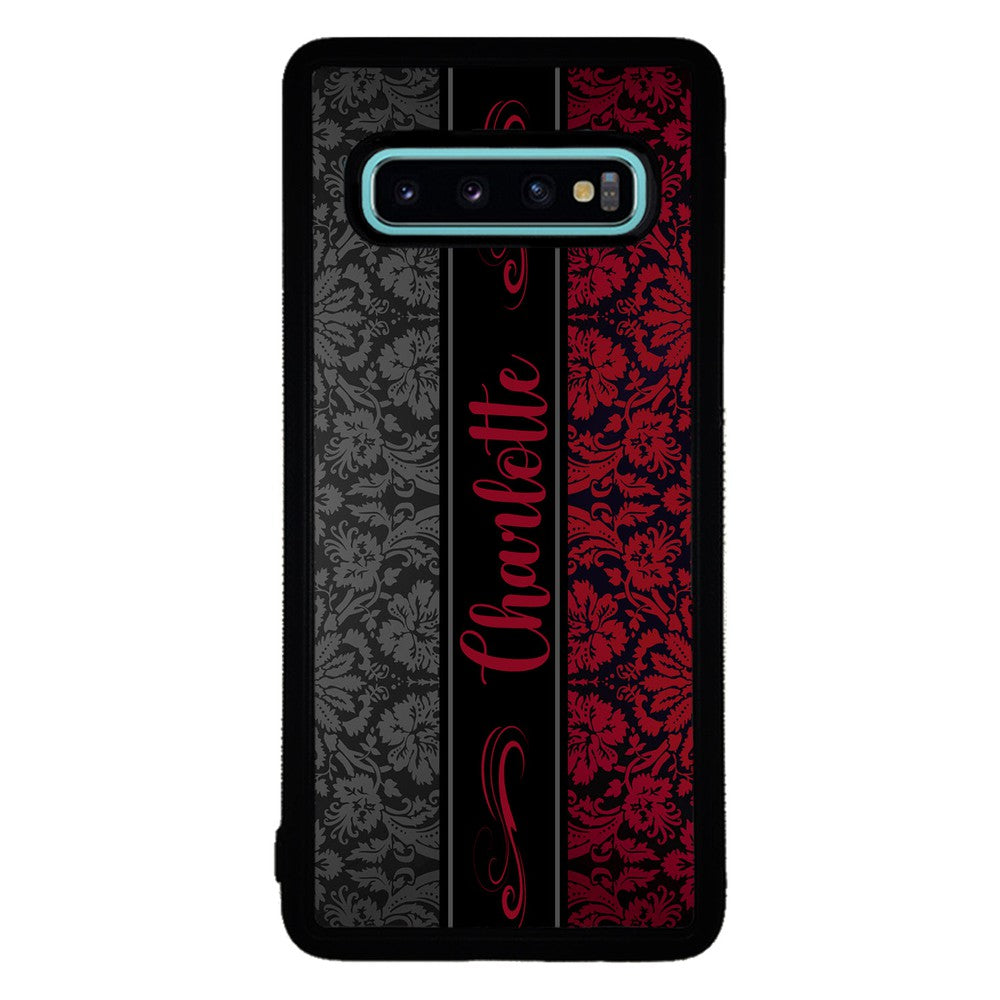 Red and Black Damask Personalized Samsung Phone Case