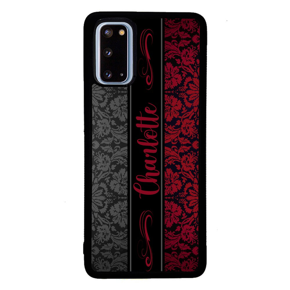 Red and Black Damask Personalized Samsung Phone Case
