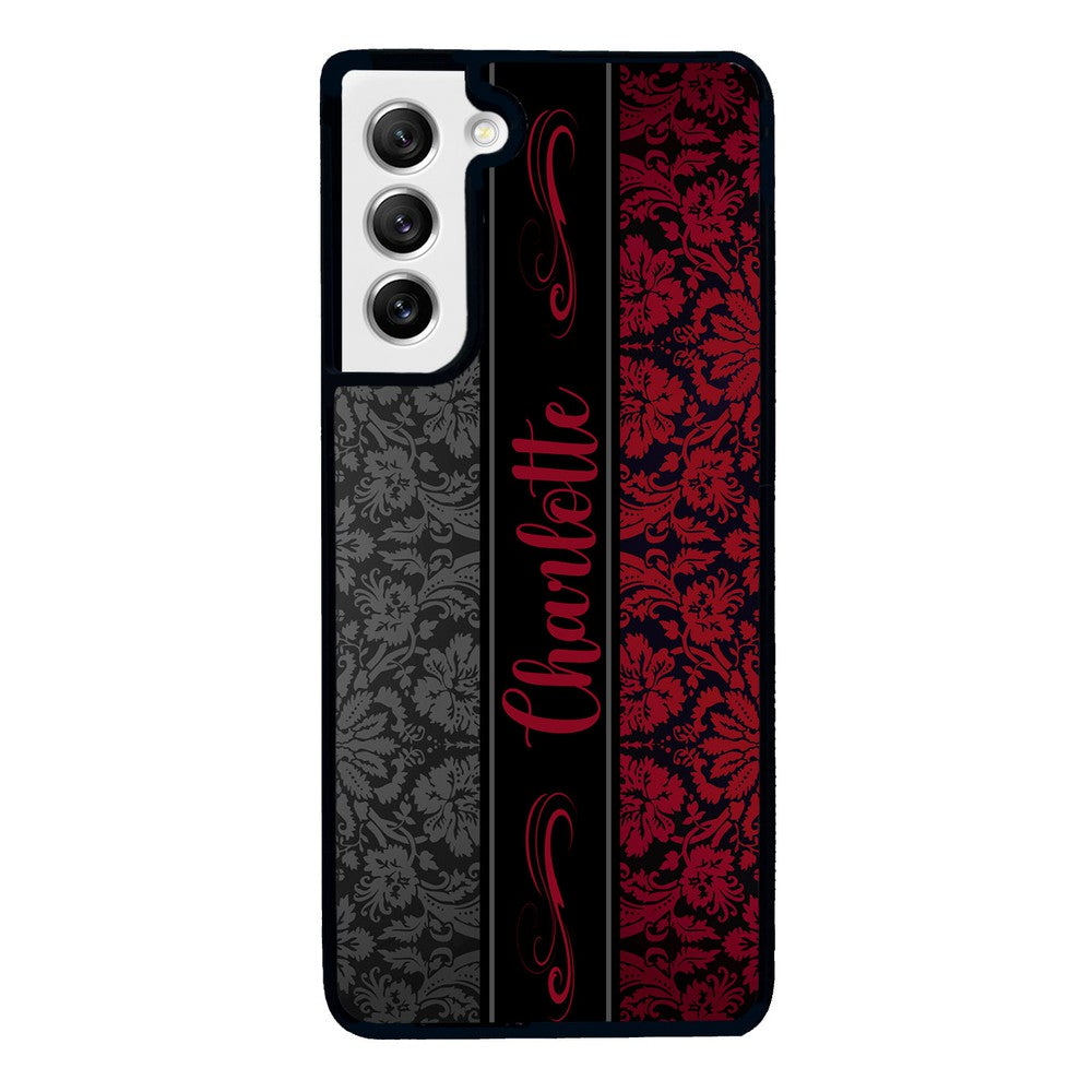 Red and Black Damask Personalized Samsung Phone Case