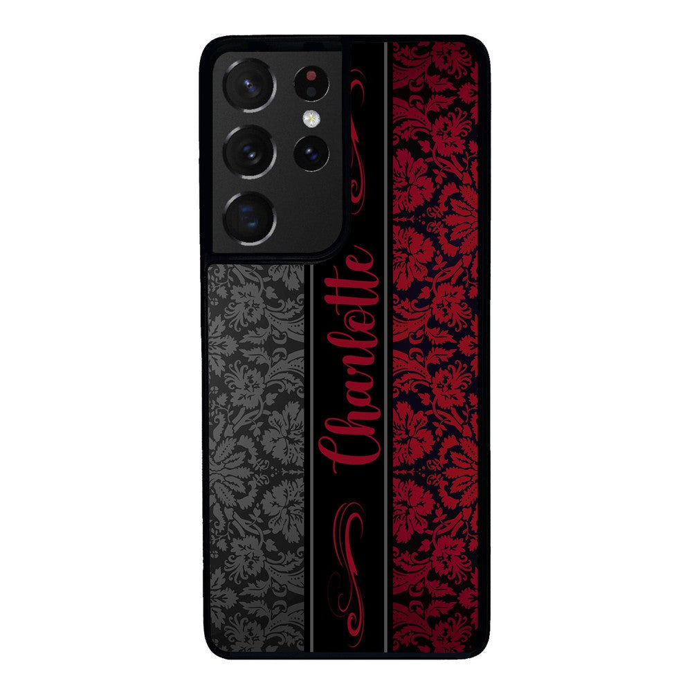 Red and Black Damask Personalized Samsung Phone Case