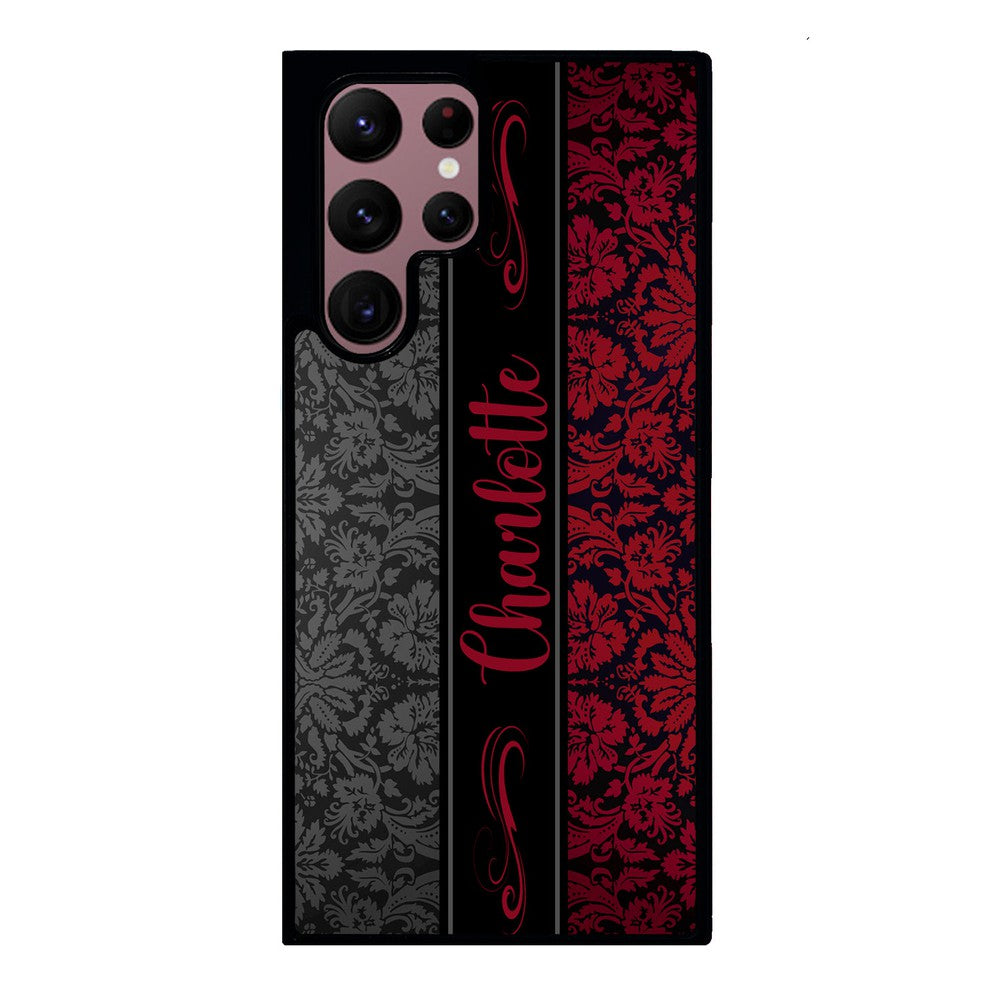 Red and Black Damask Personalized Samsung Phone Case