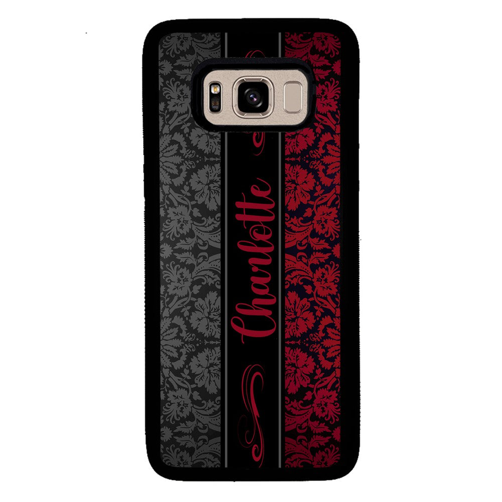 Red and Black Damask Personalized Samsung Phone Case