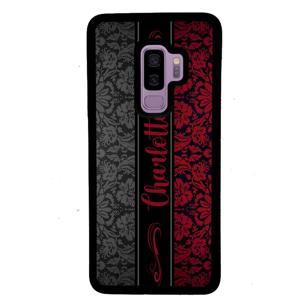 Red and Black Damask Personalized Samsung Phone Case