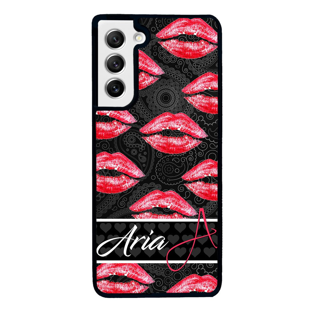 Red Lips French Pattern Personalized Samsung Phone Case