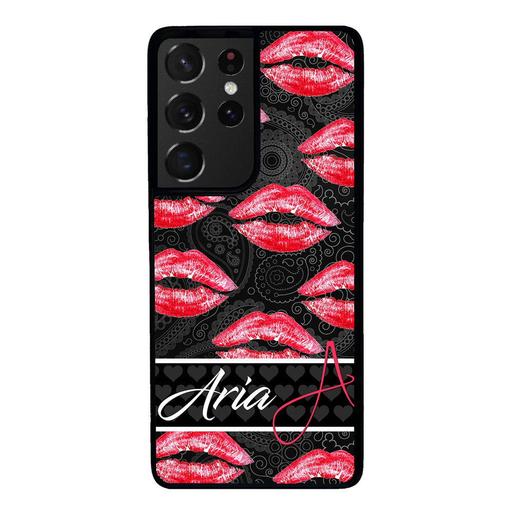 Red Lips French Pattern Personalized Samsung Phone Case