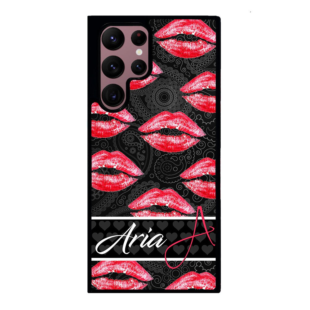 Red Lips French Pattern Personalized Samsung Phone Case