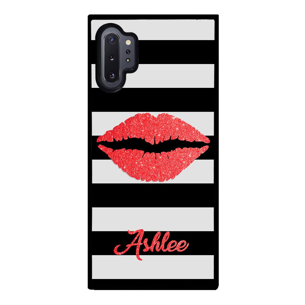 Black White Bars Red Lips Personalized Samsung Phone Case