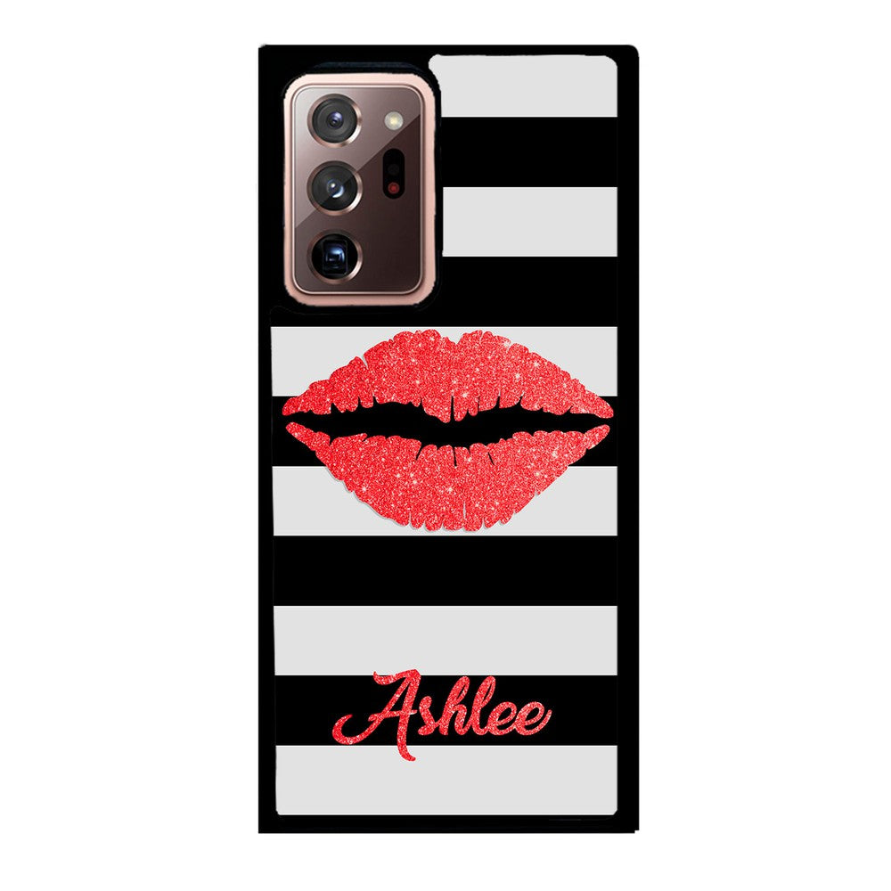 Black White Bars Red Lips Personalized Samsung Phone Case
