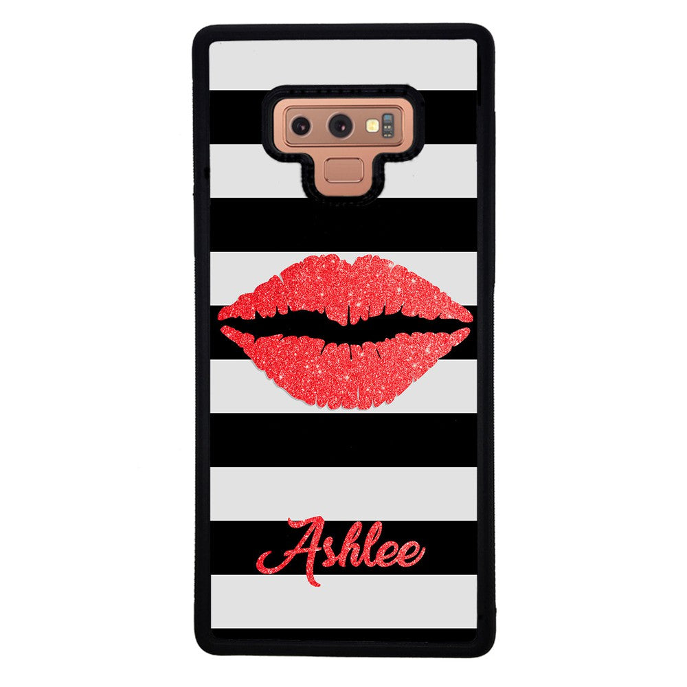 Black White Bars Red Lips Personalized Samsung Phone Case