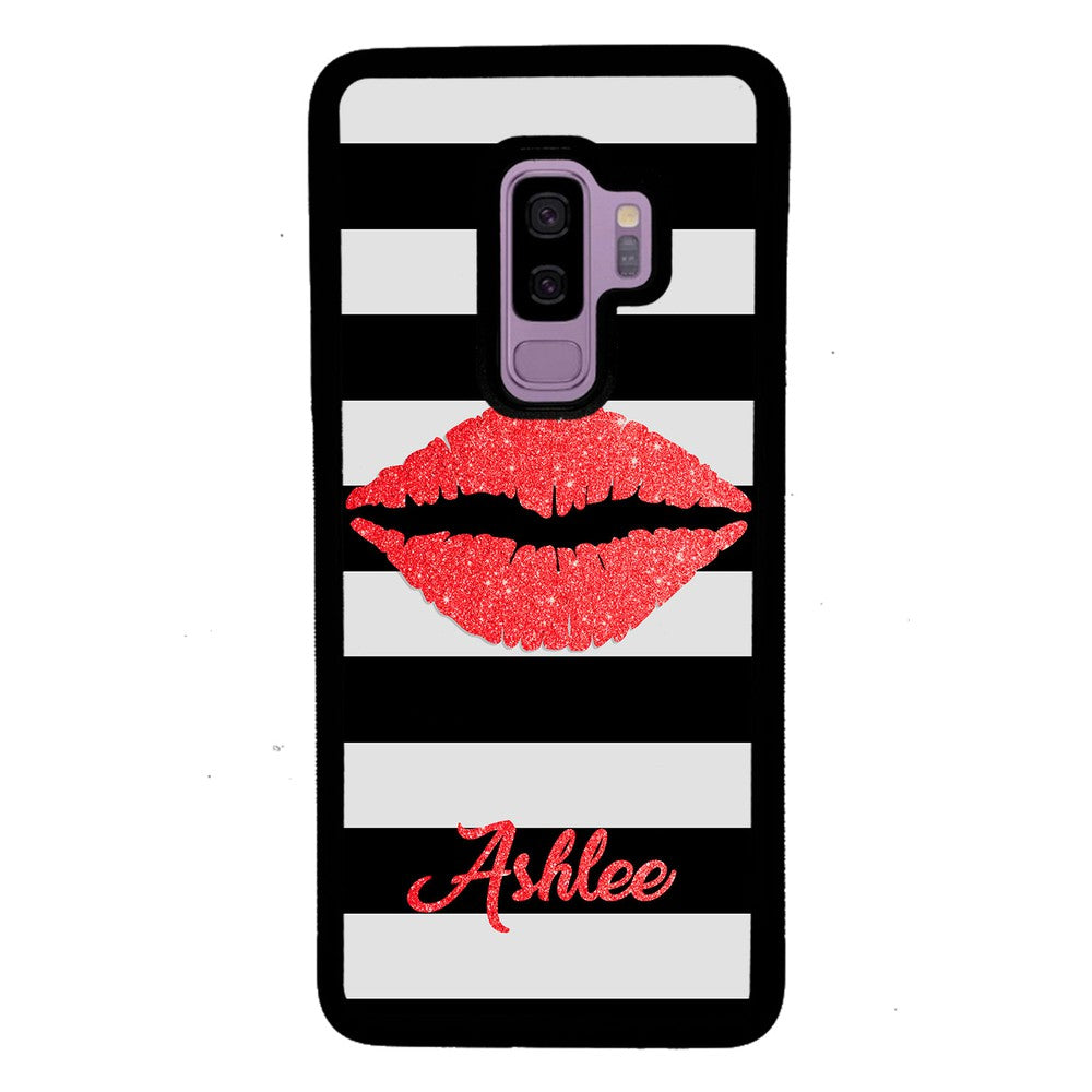 Black White Bars Red Lips Personalized Samsung Phone Case