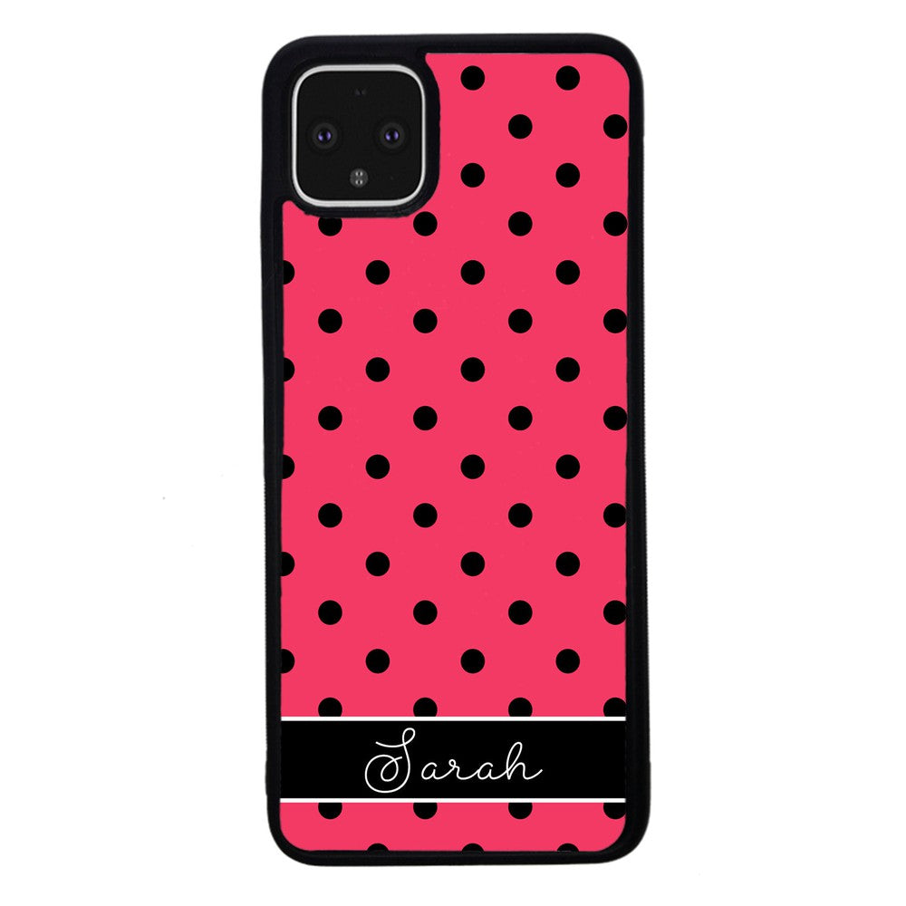 Pinkish Red Polka Dot Black Personalized Google Phone Case