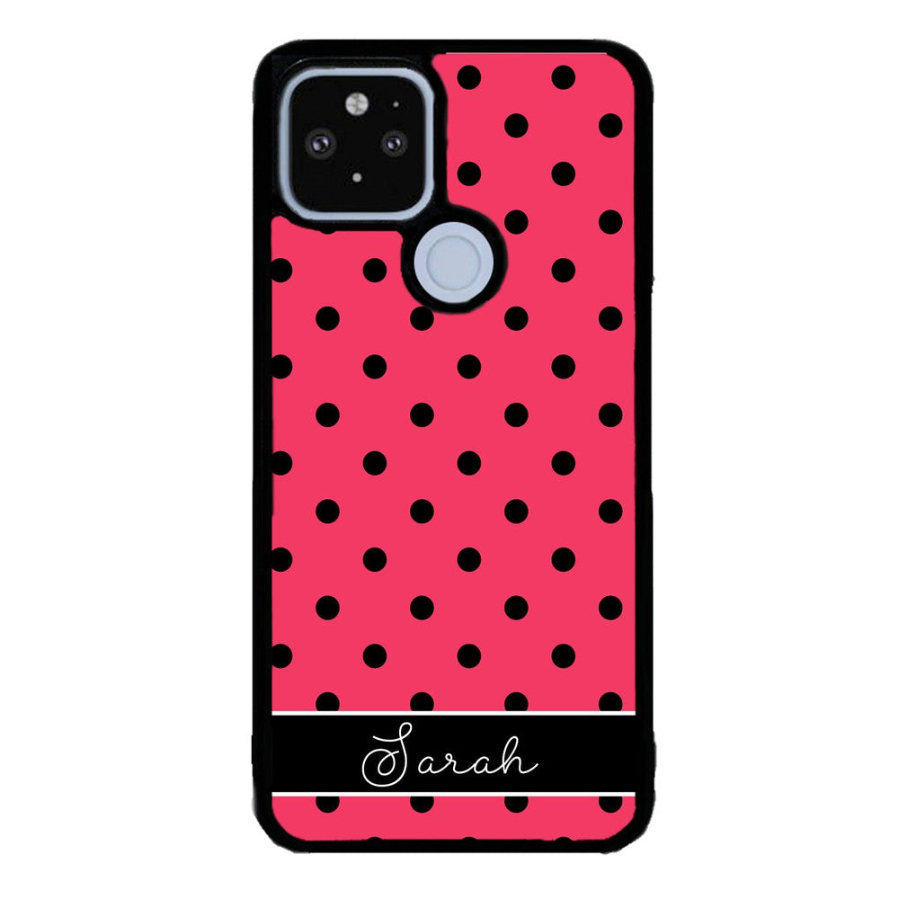 Pinkish Red Polka Dot Black Personalized Google Phone Case