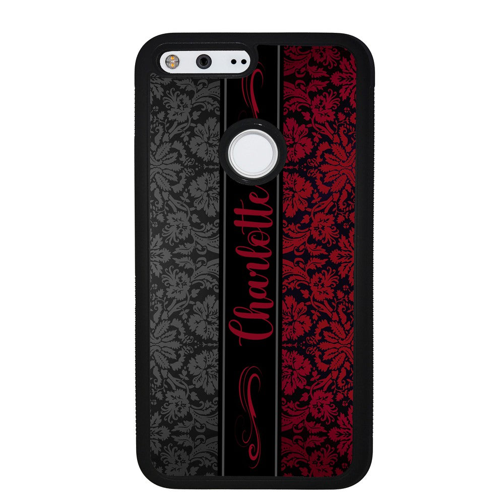 Red and Black Damask Personalized Google Phone Case