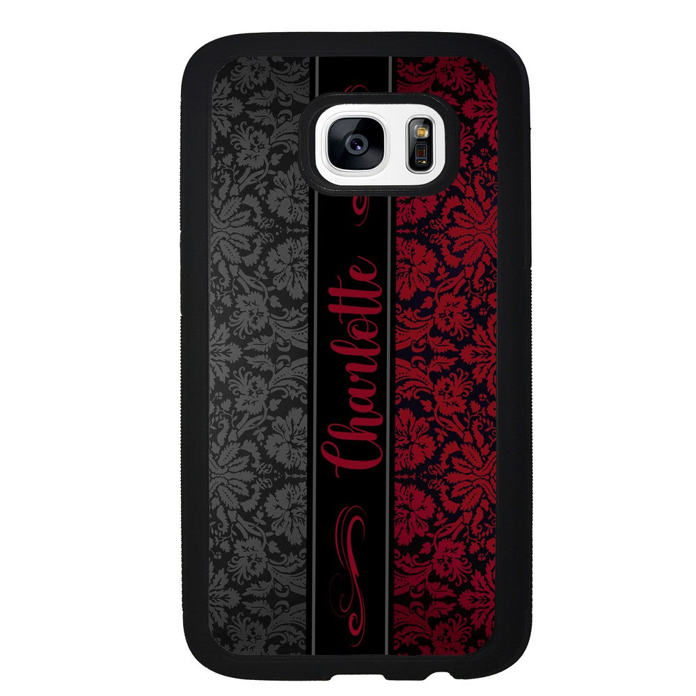 Red and Black Damask Personalized Samsung Phone Case