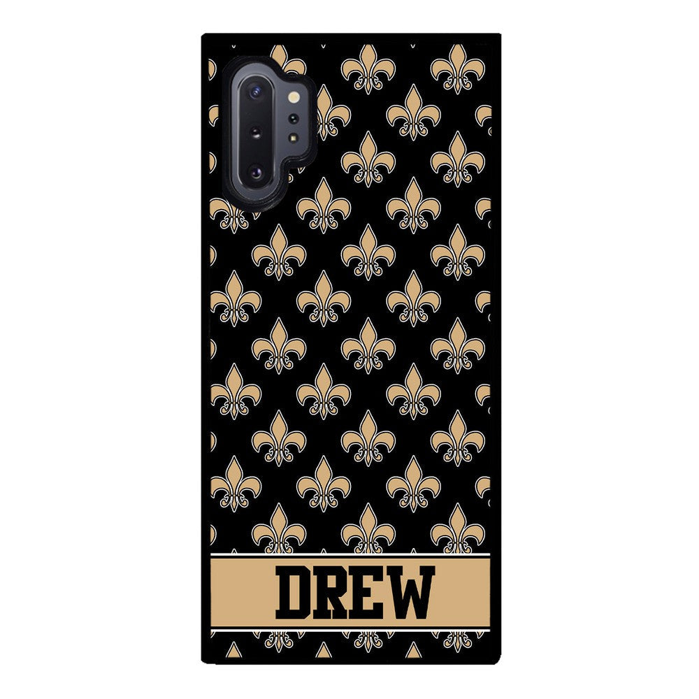 Black and Gold Fleur De Lis Personalized Samsung Phone Case