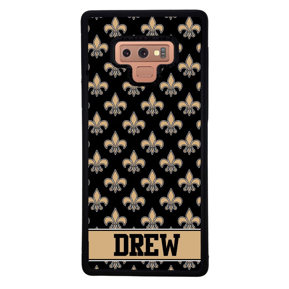 Black and Gold Fleur De Lis Personalized Samsung Phone Case