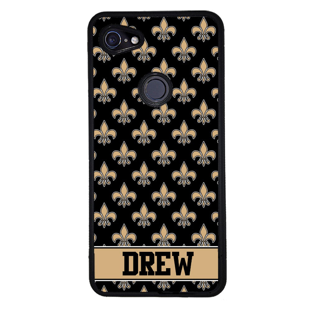 Black and Gold Fleur De Lis Personalized Google Phone Case
