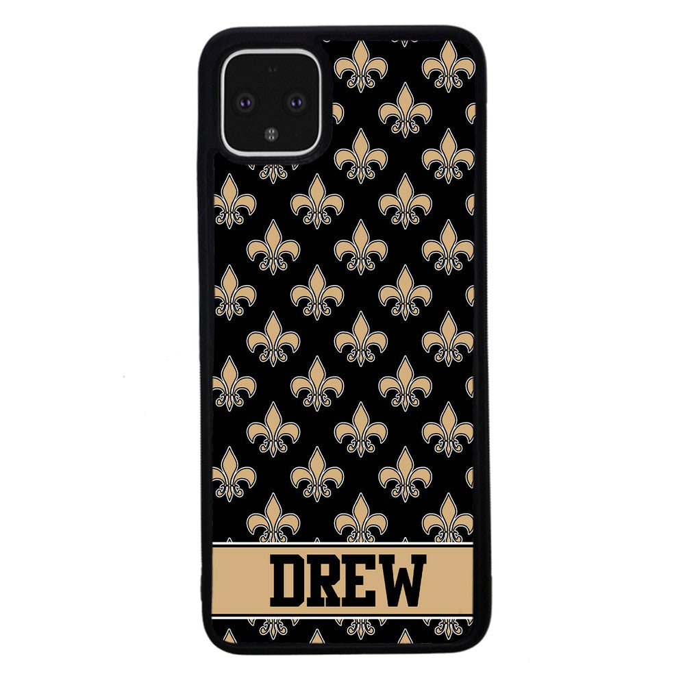 Black and Gold Fleur De Lis Personalized Google Phone Case