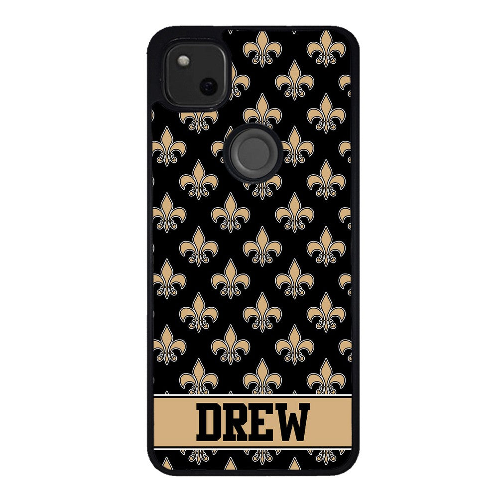 Black and Gold Fleur De Lis Personalized Google Phone Case