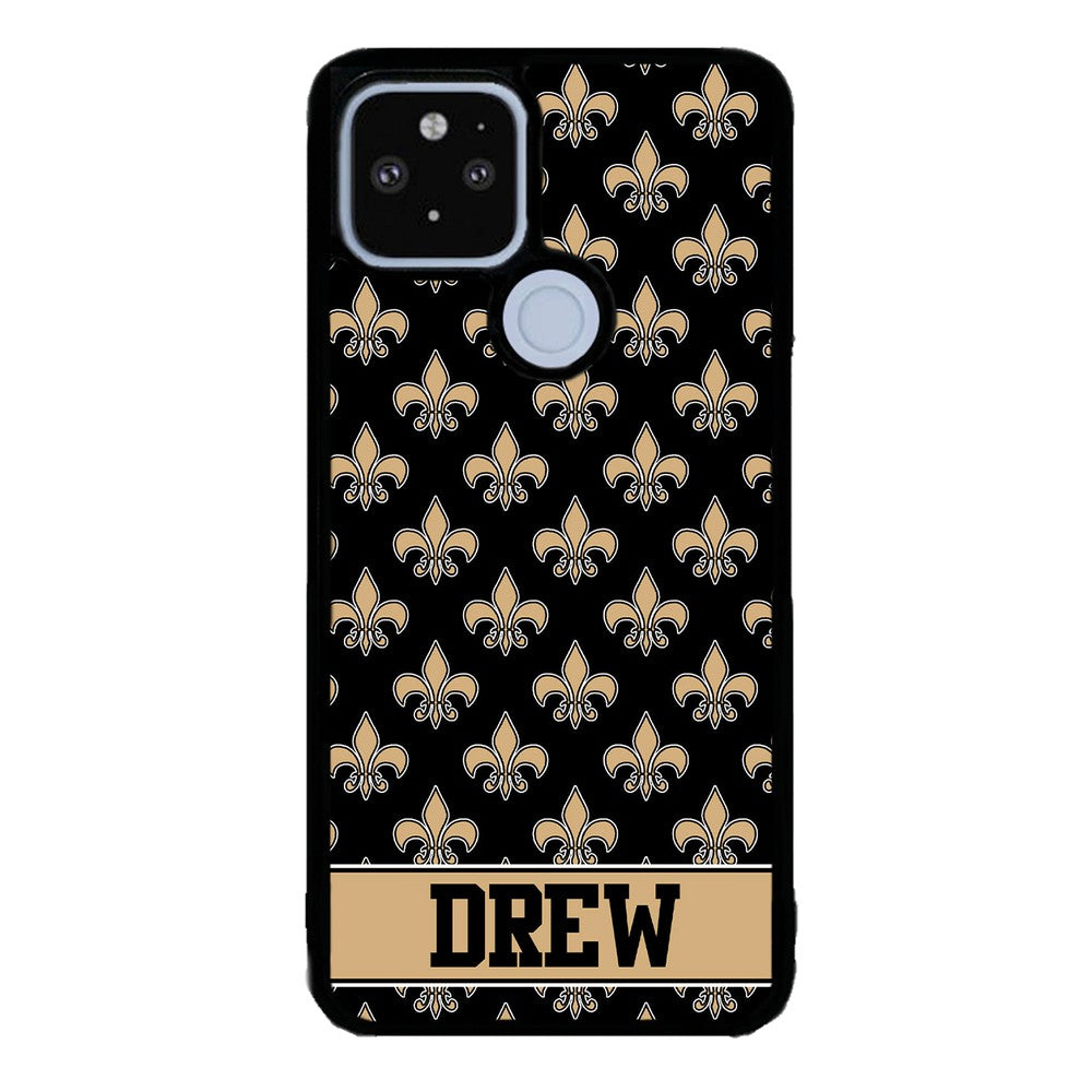 Black and Gold Fleur De Lis Personalized Google Phone Case