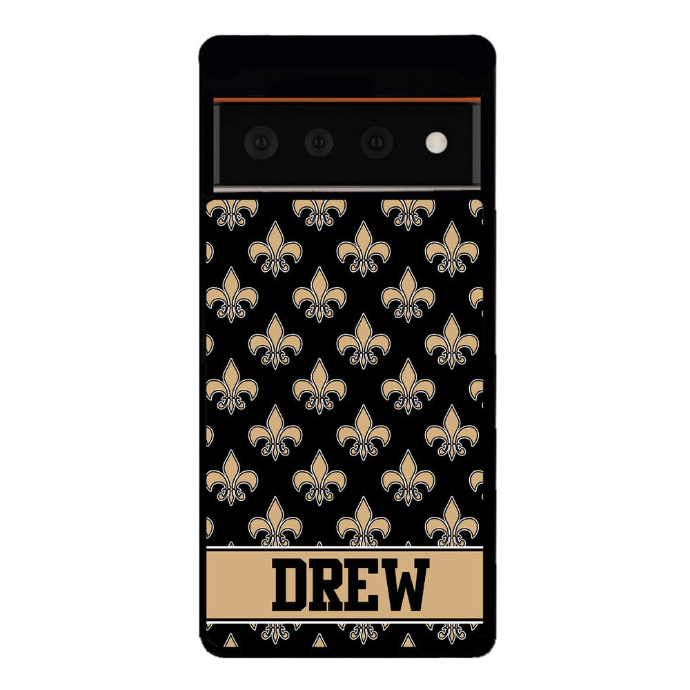 Black and Gold Fleur De Lis Personalized Google Phone Case