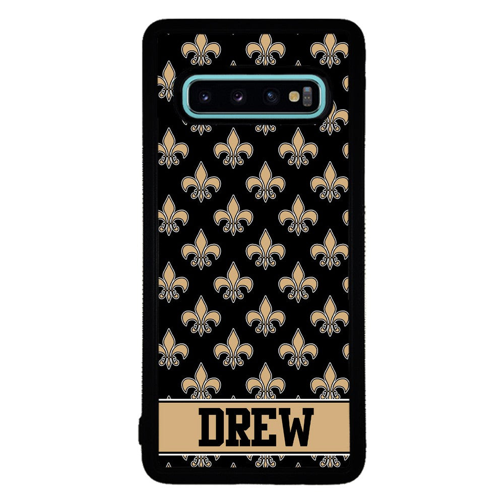 Black and Gold Fleur De Lis Personalized Samsung Phone Case