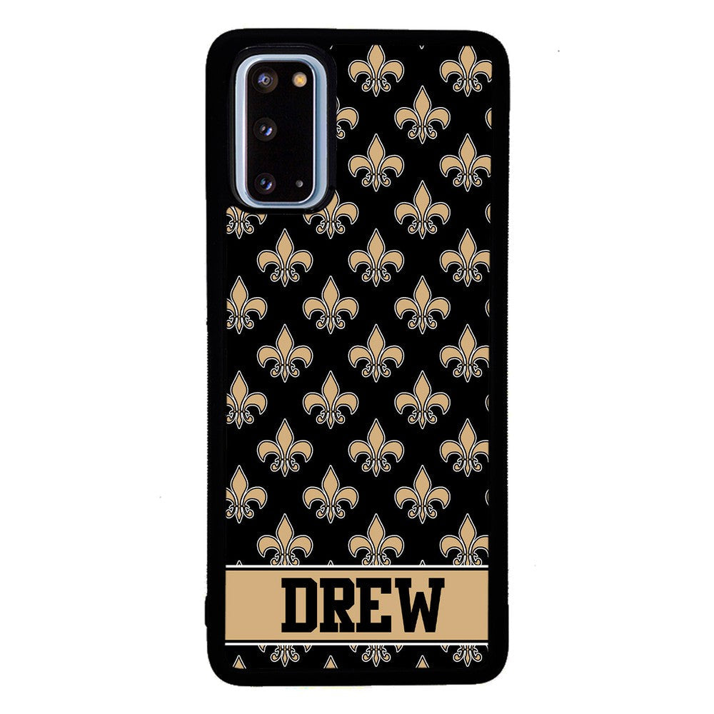 Black and Gold Fleur De Lis Personalized Samsung Phone Case