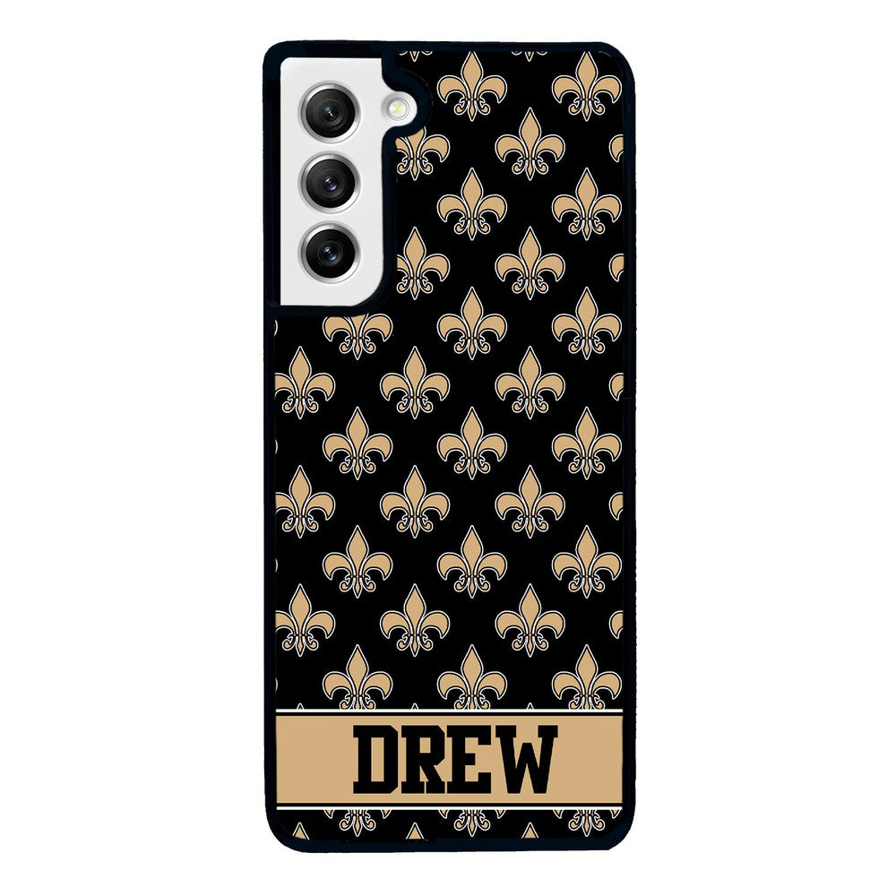 Black and Gold Fleur De Lis Personalized Samsung Phone Case