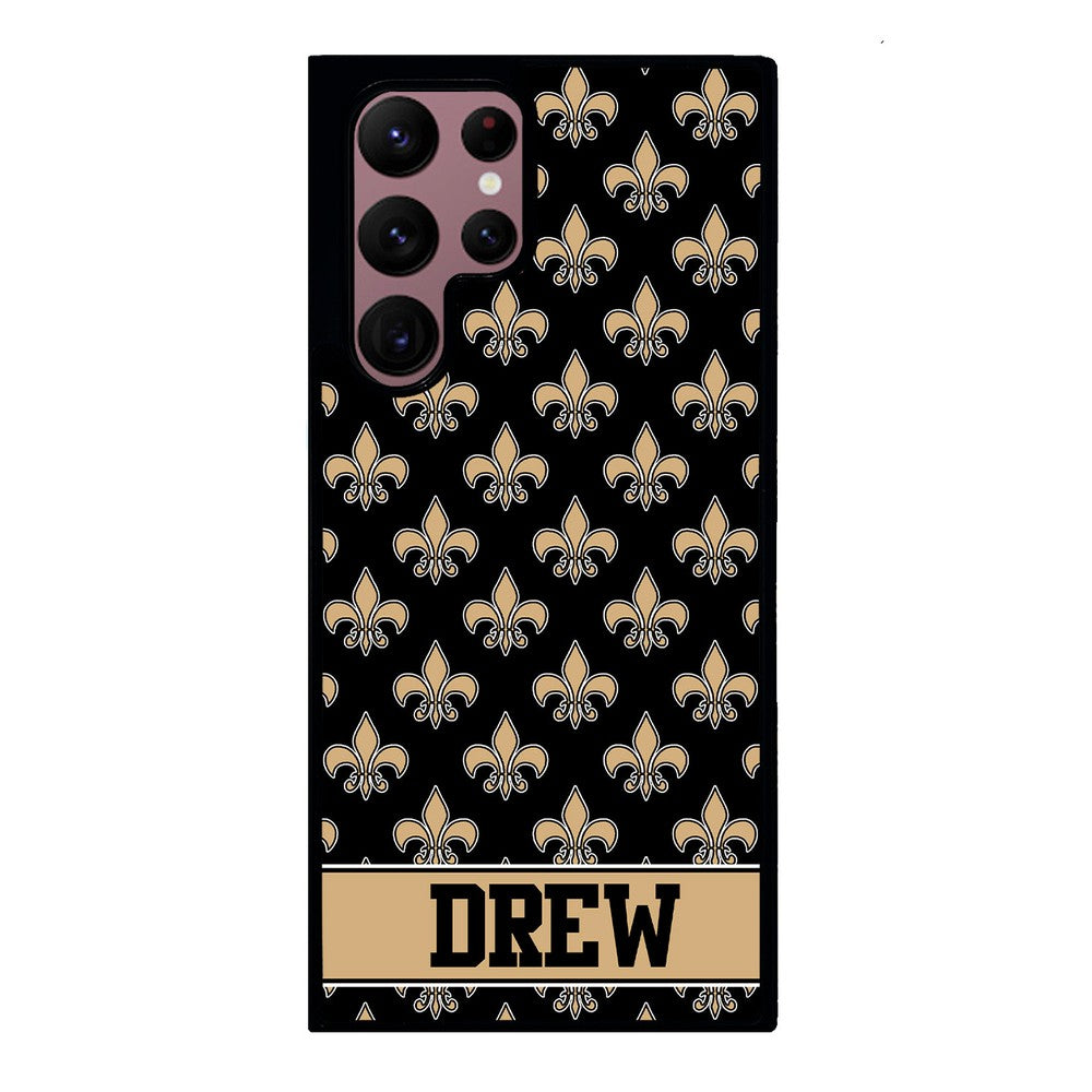 Black and Gold Fleur De Lis Personalized Samsung Phone Case