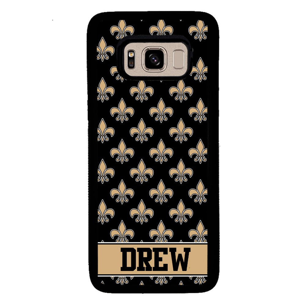 Black and Gold Fleur De Lis Personalized Samsung Phone Case