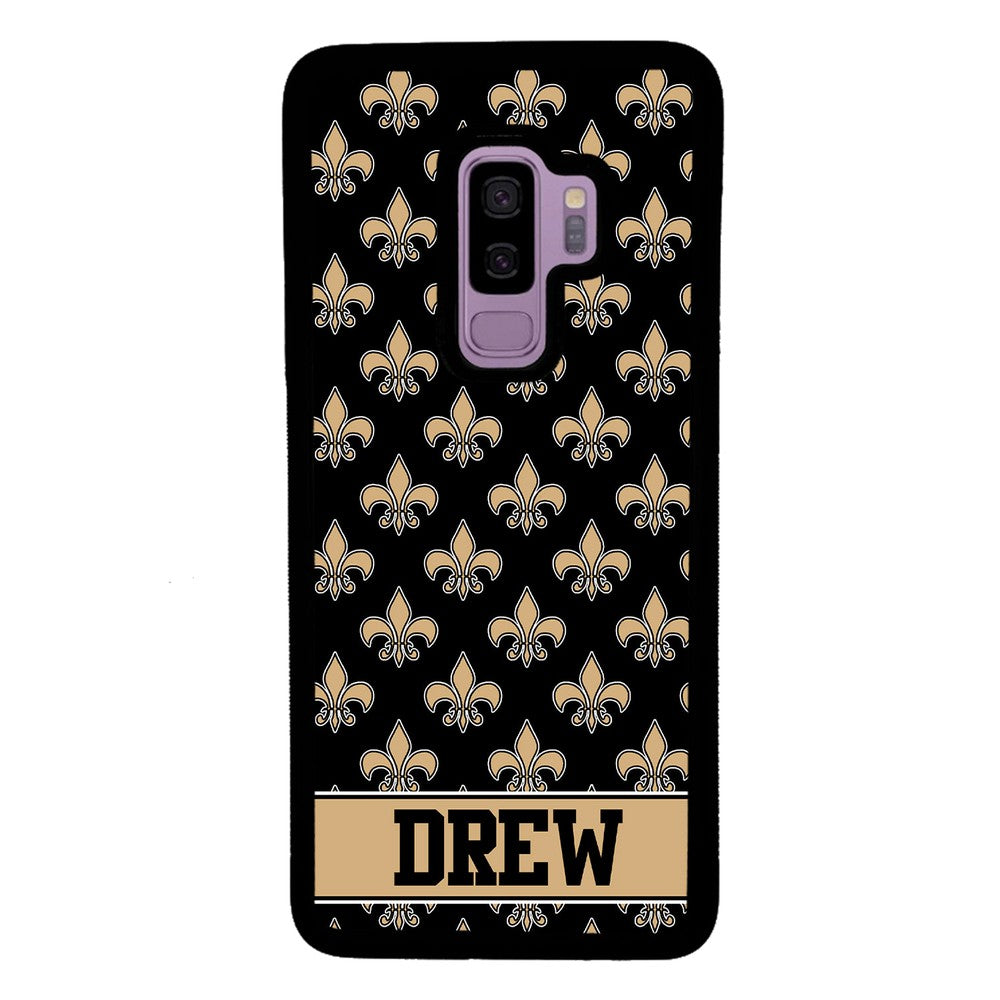 Black and Gold Fleur De Lis Personalized Samsung Phone Case