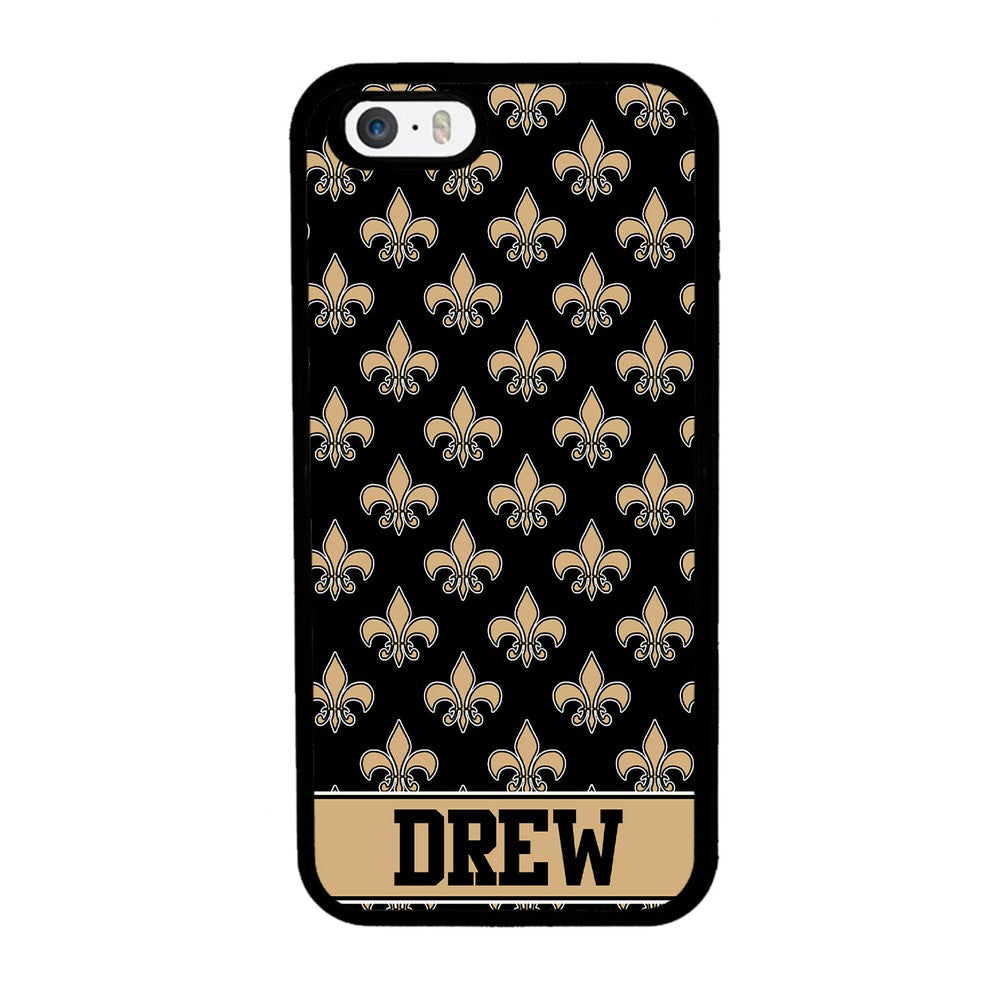 Black and Gold Fleur De Lis Personalized Apple iPhone Case