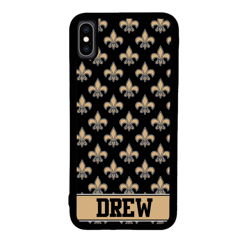 Black and Gold Fleur De Lis Personalized Apple iPhone Case