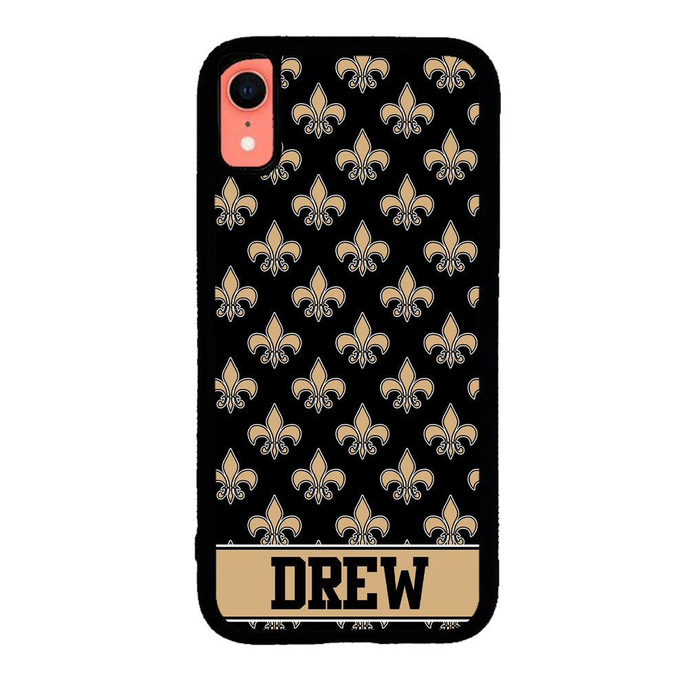 Black and Gold Fleur De Lis Personalized Apple iPhone Case