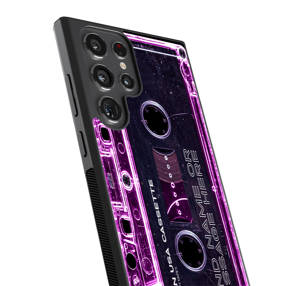 Pink Clear Black 80s Cassette Tape Personalized Samsung Phone Case