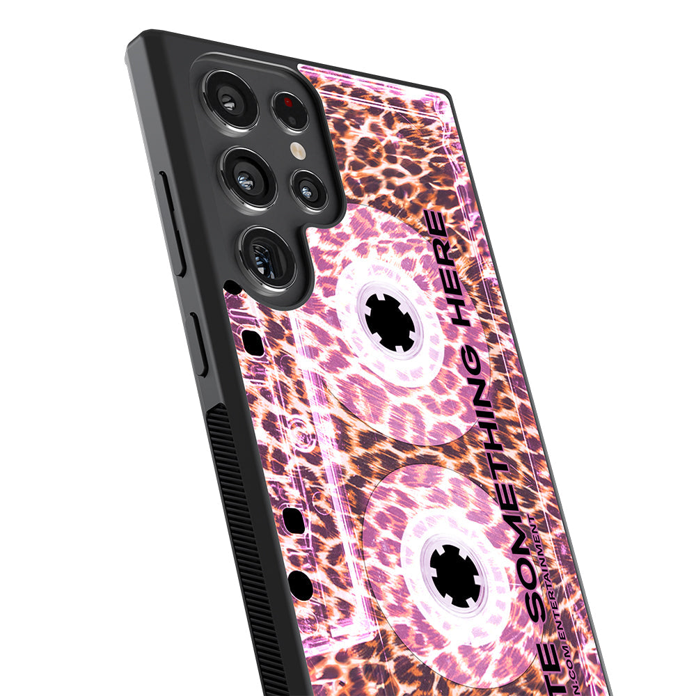 Leopard Skin Pink Clear Cassette Tape Personalized Samsung Phone Case