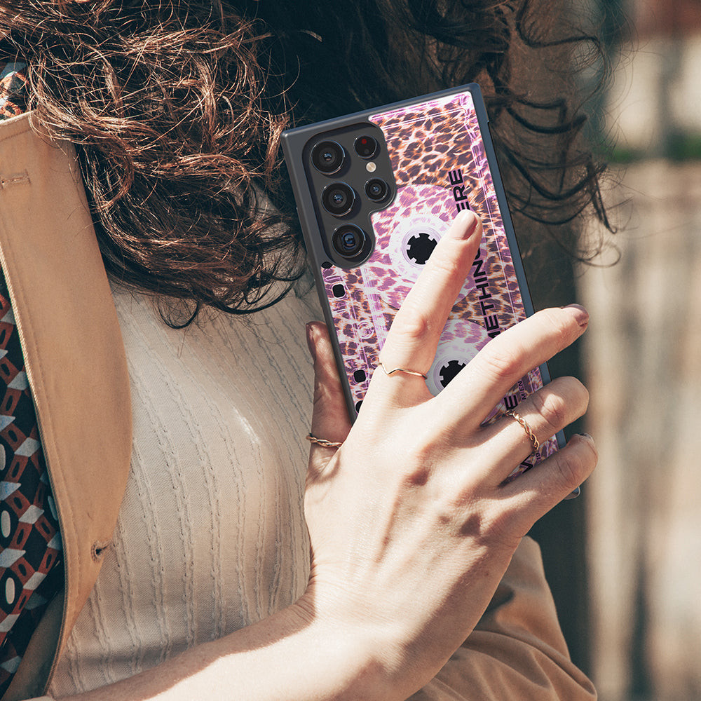 Leopard Skin Pink Clear Cassette Tape Personalized Samsung Phone Case