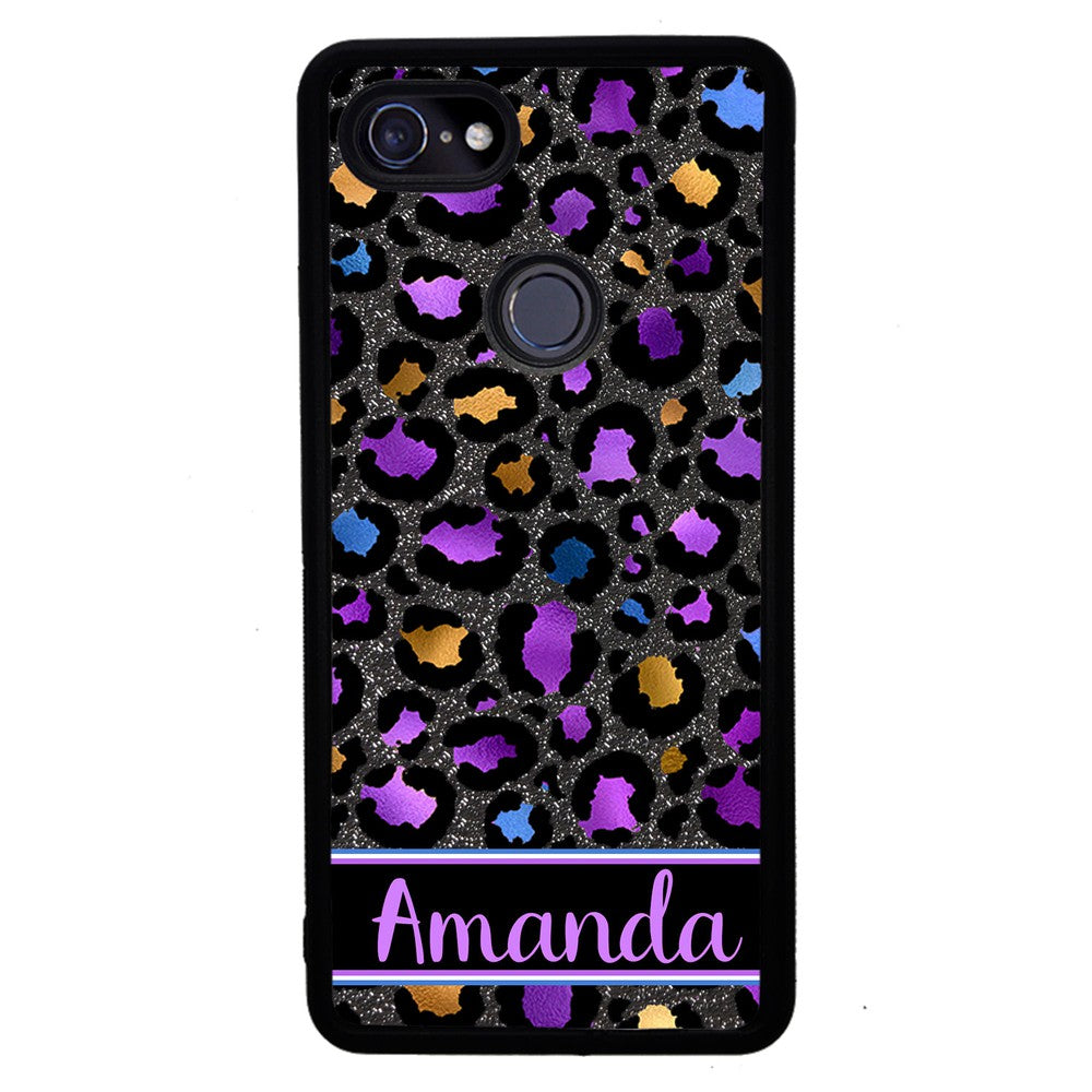 Space Leopard Blue Purple Gold Foil Personalized Google Phone Case