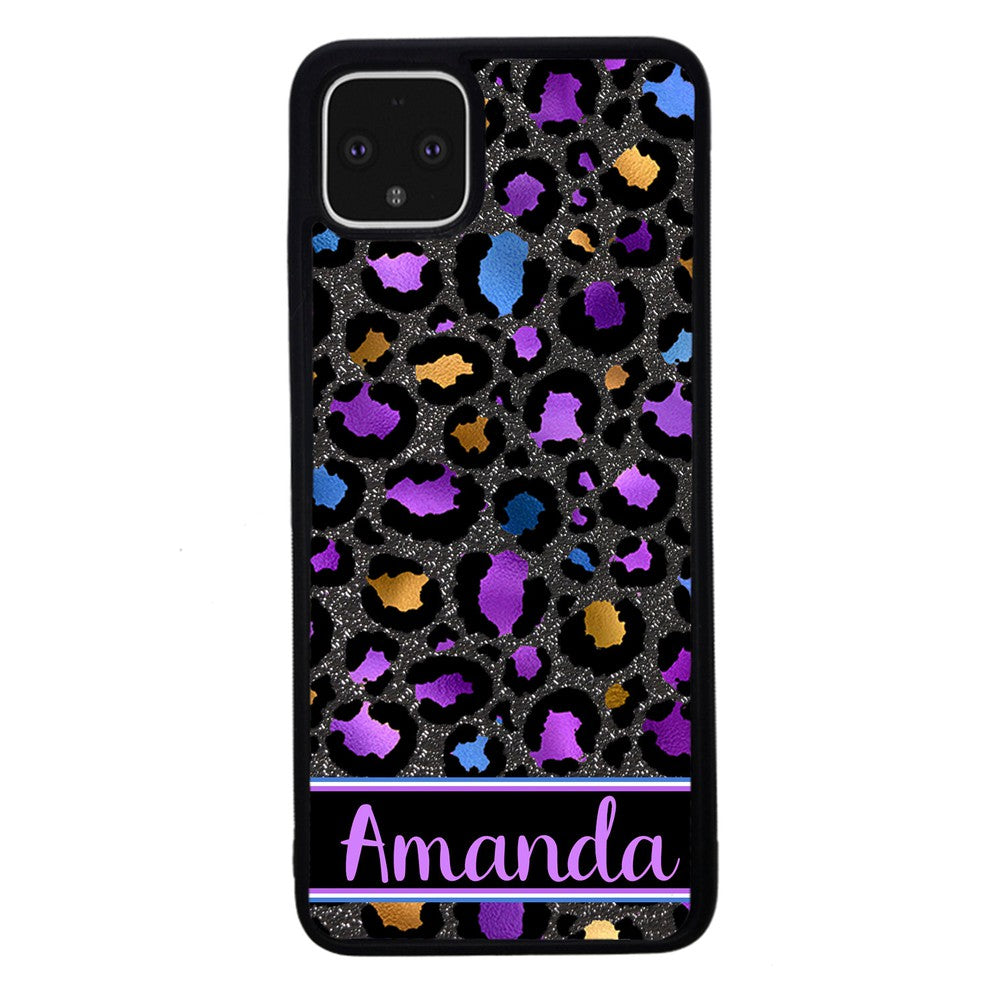 Space Leopard Blue Purple Gold Foil Personalized Google Phone Case