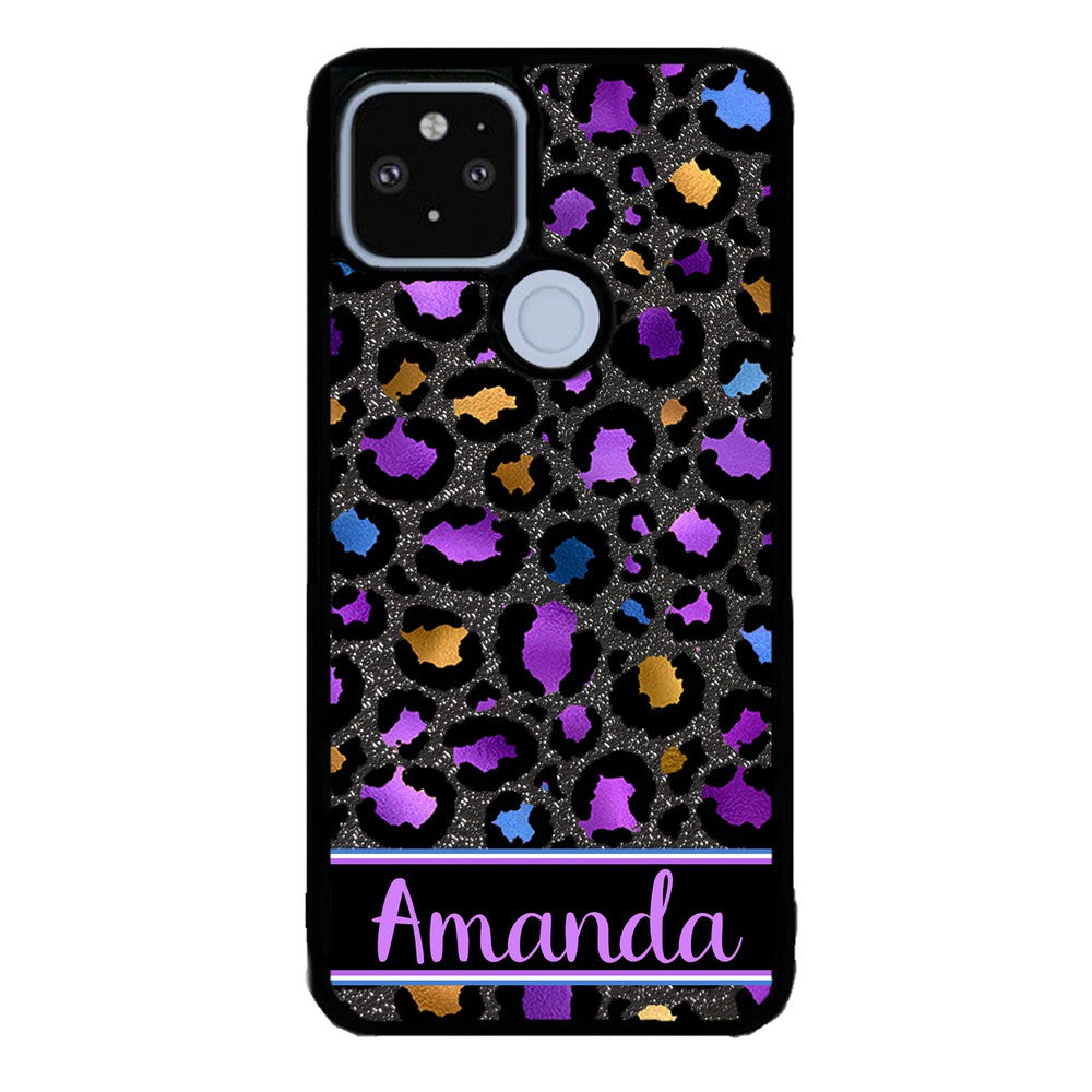 Space Leopard Blue Purple Gold Foil Personalized Google Phone Case